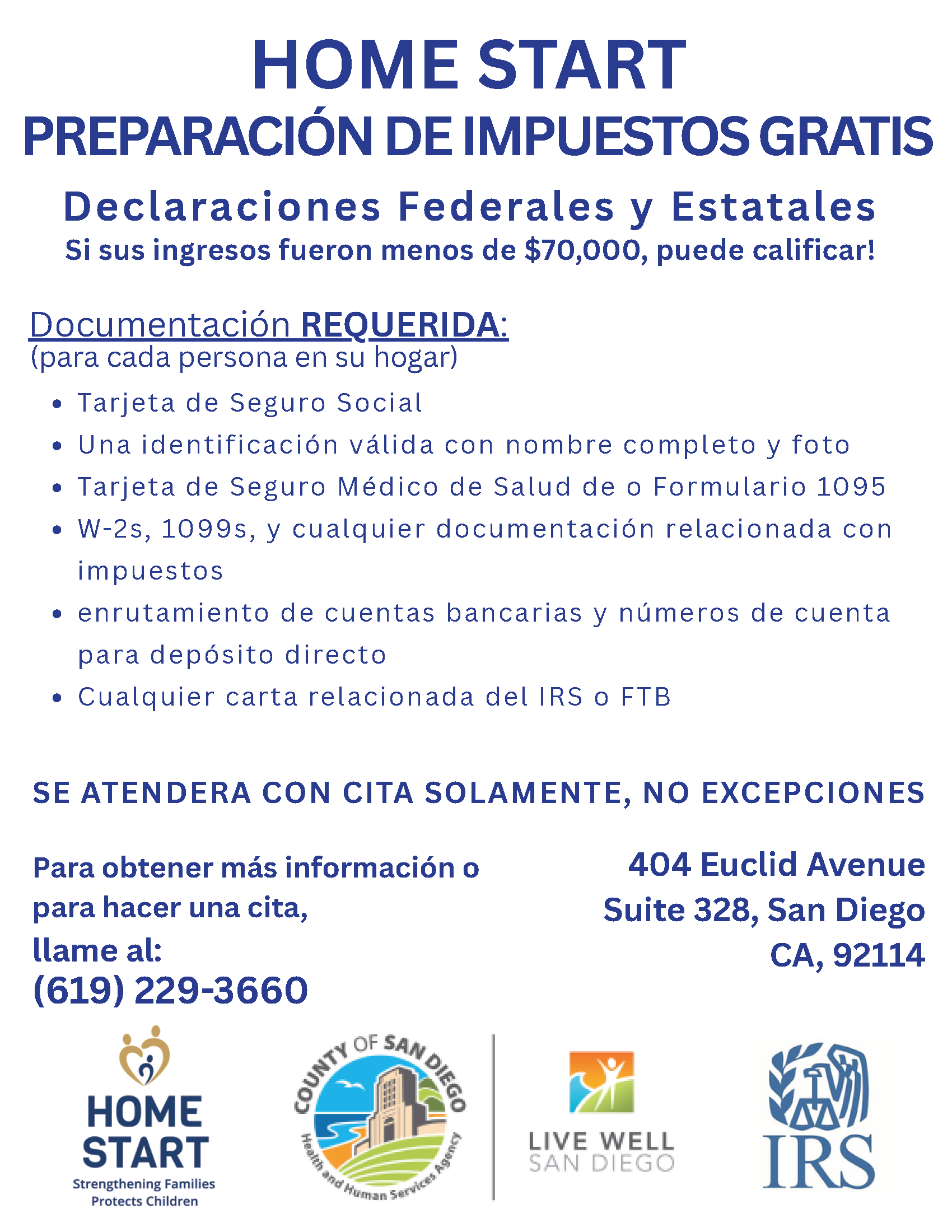 Home Start Tax Flyer 2026 Spanish